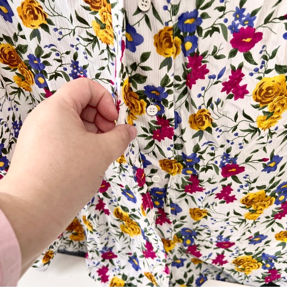 Vintage Notations Button down Shirt Women's top Floral Short sleeve Plus 22W - Picture 6 of 9